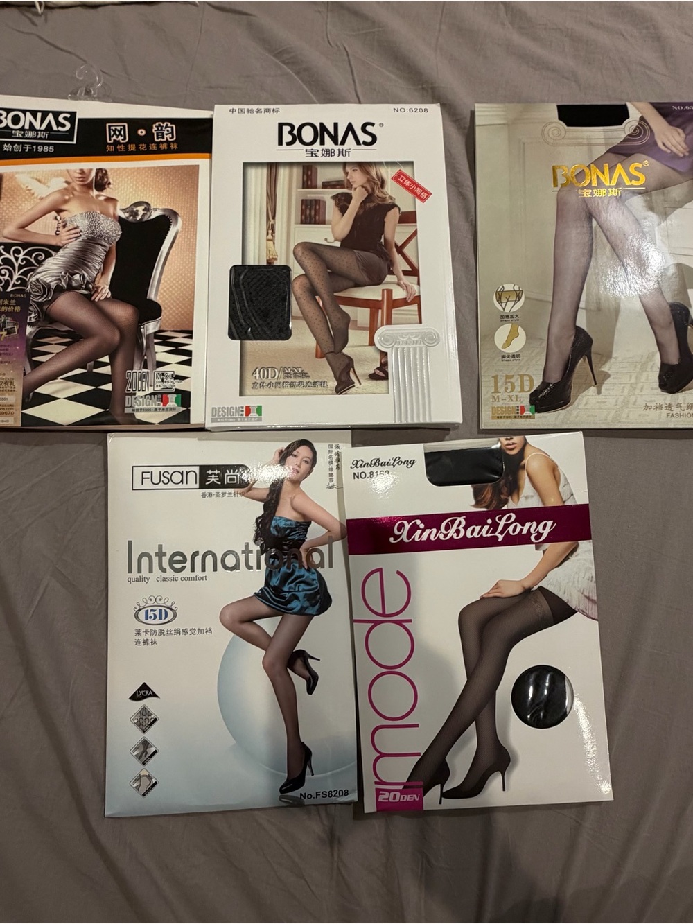 5 Sets Women’s Black Pantyhose / Tights - Assorted Styles & Patterns